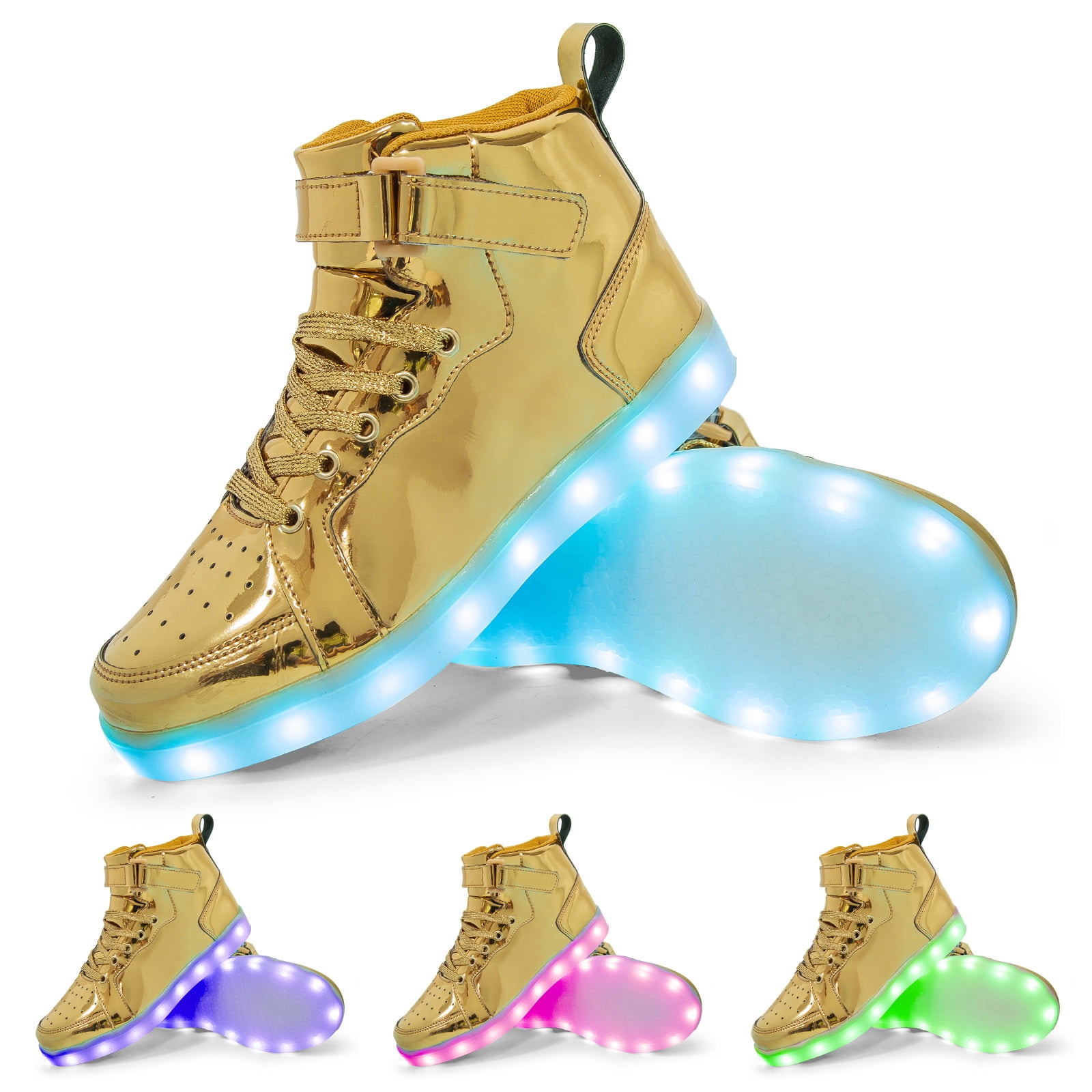 VNANV Unisex LED Light up Shoes High Top Sneakers Flashing Shoes for