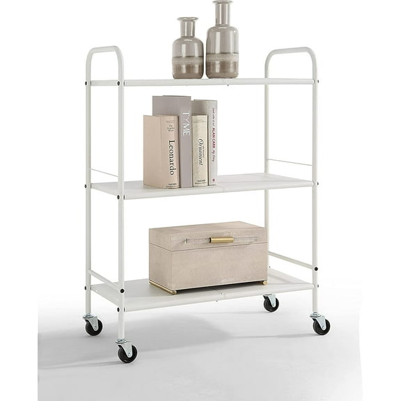 Metal Rolling Organizer Utility Craft Cart (Large, WHT)