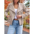 thumbnail image 6 of Women Faux Leather Jackets Suede Fall Fashion Outfits Winter Clothes Open Front Cropped Coat Outwear Apricot Color L, 6 of 8