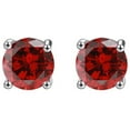 thumbnail image 3 of Paris Jewelry 18k White Gold Plated 1Ct Created Blue Topaz, Ruby & Garnet 3 Pair Round Stud Earrings, 3 of 6