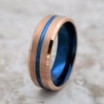 thumbnail image 2 of Wedding Rings Men. 8mm Rose Gold Tungsten Wedding Band Blue Groove & Inside, 2 of 5
