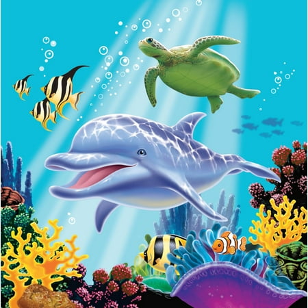 napkins dolphin ocean cake sea under edible paper topper lunch baby cupcakes shower theme birthday underwater mermaid luncheon ply fish