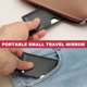 thumbnail image 5 of Espejo de Bolsillo Rectangular Uxcell para Bolso, 2 x 3.35 Pulgadas, Espejo Compacto de Acero Inoxidable con Funda de Cuero (Negro), 5 of 7