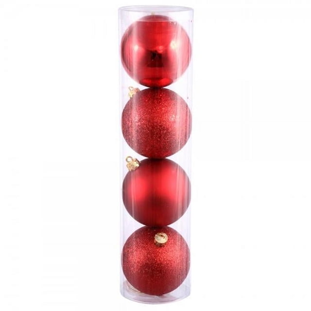 Vickerman N591203A 4.75 in. Red 4 Finish Ball Asst 4-Box