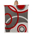 thumbnail image 1 of Erosebridal Abstract Striped Fleece Blanket, Modern Geometric Sherpa Throw, Circle Swirl Decor, 90x90, 1 of 6