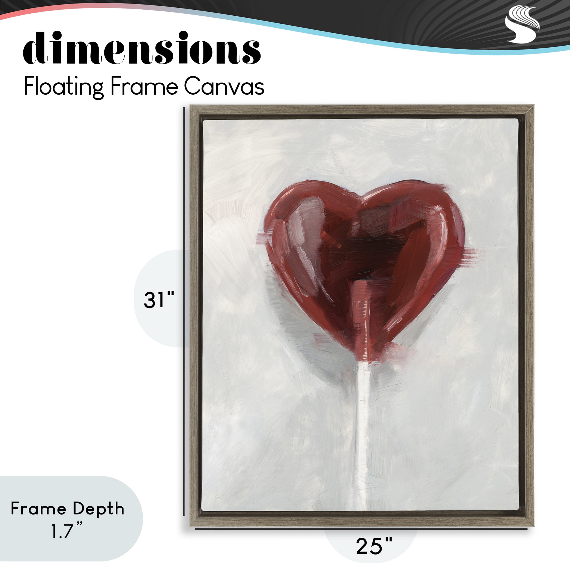 Stupell Industries Heart Shaped Lollipop Brown Framed Floater Canvas Wall Art, design by Ethan Harper