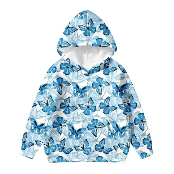 LUOGENLI Girls Sweatshirts Size 10-12 Cute Kids Boys Girls Hooded Jacket Prints Hoodie Sweatshirt Toddler Child Pullover Boys Hoodies Size 10 12 Zip Blue Size 5-6 Years