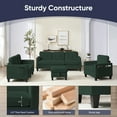 thumbnail image 4 of ZAFLY 3PCS Sectional Couch Set, Living Room Furniture Sofa Sets, Include Sofa, Loveseat & Chair - Green, 4 of 7