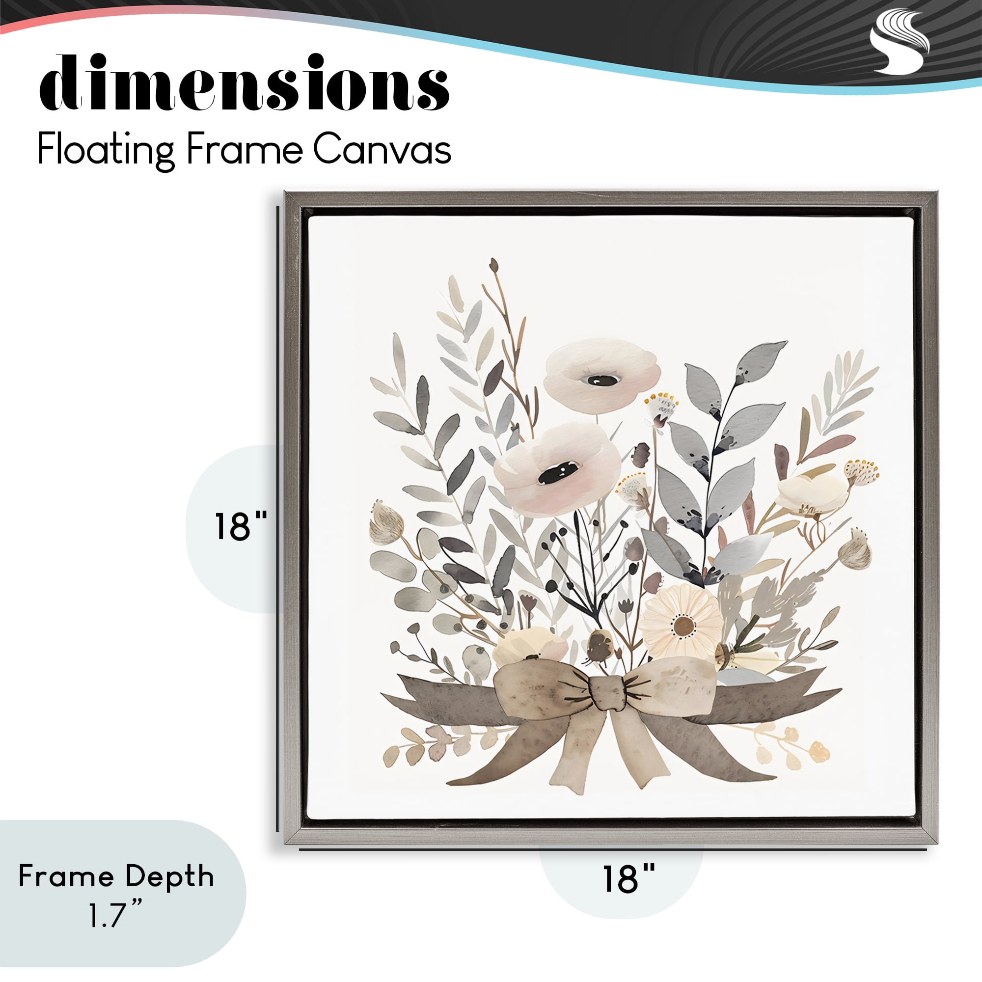 Stupell Industries Neutral Floral Bouquet Beige Gray Framed Floater Canvas Wall Art, design by Creative Studio
