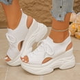 thumbnail image 2 of Rokment Womens Platform Wedge Athletic Mesh Walking Nursing Sandals 2026 Comfortable Knit Lace up Open Toe Chunky High Heels Slip on Summer Shoes White Size 7.5, 2 of 6
