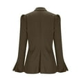 thumbnail image 6 of XPMWRP Women's Elegant Blazers Lapel Neck Ruffle Long Sleeve Business Blouse Deep V Neck Bell Sleeve Office Suit Solid Color Jackets Brown L, 6 of 8