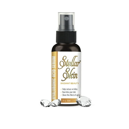 Hyaluronic Acid Serum for Skin from Stellar Skin. Natural Formula. Best Moisturizing Facial Serum for the Anti Aging Anti Wrinkle Battle. Made in the