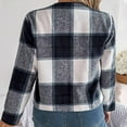 thumbnail image 7 of Womens Plaid Shirts Jacket Navy Winter Long-sleeved Casual Hoodless L, 7 of 7