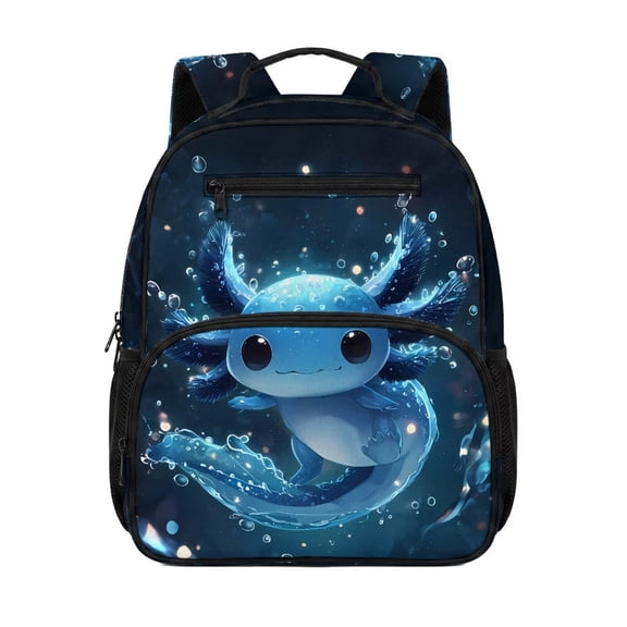 Aplkyhs Blue Axolotl Sports Backpack for Kids Teens Age 6-18 School Bookbag Durable Lightweight Water Repellent Backpack for School Sports
