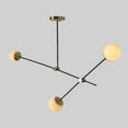 thumbnail image 3 of Three Globe Light Stilnovo Style Brass Sputnik parallel Chandelier Sputnik Fixture Milky Globes Bras Fixture, 3 of 5