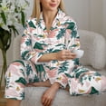 thumbnail image 5 of KLL Hawaii Palms Print Women's Long Sleeve Pajamas with Pants Sleepwear Loungewear 2 Set-Small, 5 of 7