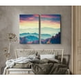 thumbnail image 2 of PixonSign Canvas Print Wall Art Set Neon Mountain Range Silhouette Nature Wilderness Photography Realism Contemporary Landscape Colorful Multicolor Ultra for Living Room, Bedroom, Office - 24"x36"x2, 2 of 5