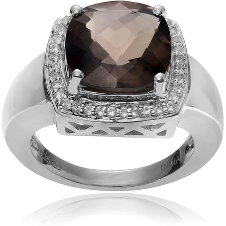 Brinley Co. Women's Smoky White Topaz Accent Rhodium-Plated Sterling Silver Fashion Ring