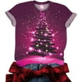 thumbnail image 4 of VKOYWKM Women's Christmas T Shirts Merry Christmas Tree Print Short Sleeve T-Shirts Crew Neck Loose Fit Christmas Party Tops, 4 of 5
