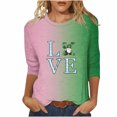 thumbnail image 2 of Meichang T-Shirts de la Saint-Patrick pour Femmes Manches 3/4 Hauts Graphiques Trèfle Chanceux T-Shirts Col Rond Coupe Ample Hauts T-Shirts de la Saint-Patrick en Liquidation, 2 of 5