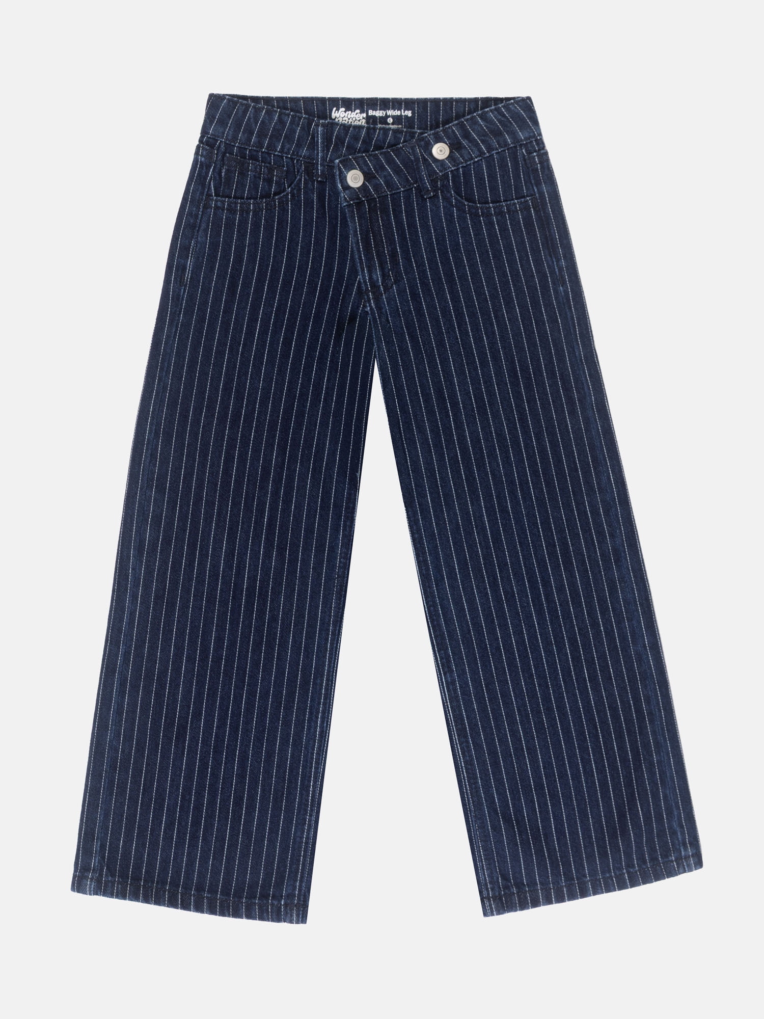 Wonder Nation Girls Crossover Waist Wide Leg Jeans, Sizes 5-18