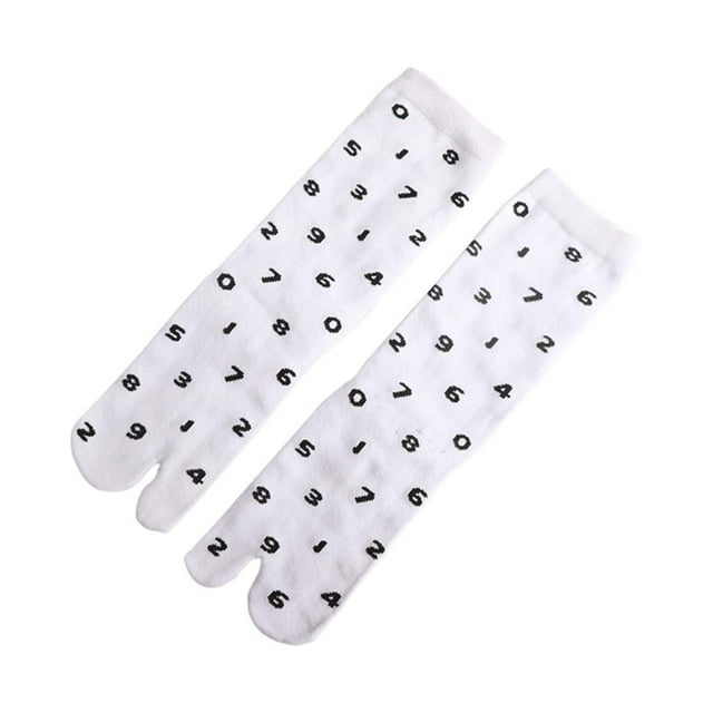 1 par de calcetines de algodón para mujer con abertura en dos dedos, estilo kimono, transpirables, tipo geta. blanco
