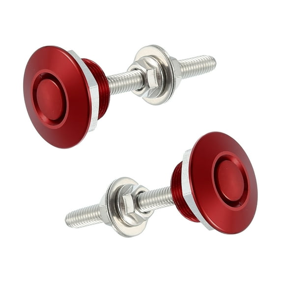 Unique Bargains 2 Pcs Red Bumper Quick Release Lock Latch Aluminum Alloy Hood Pin Lock Push Button Bonnet