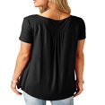 thumbnail image 4 of Tuniques d'Été pour Femmes Grande Taille Manches Courtes Blouses Décontractées Florales Henley, 4 of 5