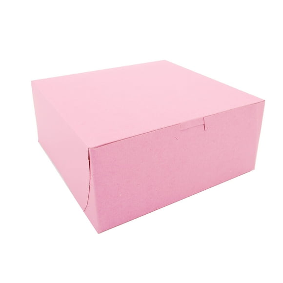 Southern Champion Tray 0861 Pink Paperboard Non-Window Lock-Corner Bakery Box, 9" Length x 9" Width x 4" Height (Case of 200)