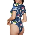 thumbnail image 2 of Bingfone Justaucorps à Col Rond pour Femmes Motif Requin Coloré, Manches Courtes à Boutons-Pression, Adapté pour Fête, Sport, Usage Quotidien-TTG, 2 of 7