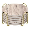 thumbnail image 1 of Bebida Portavasos con Soporte, 6uds 4 - Corcho Base Posavasos para Bebidas, Arenisca Estilo para Tipos de Tazas, Hogar Decoración, Madera Mesa (Marrón), 1 of 6
