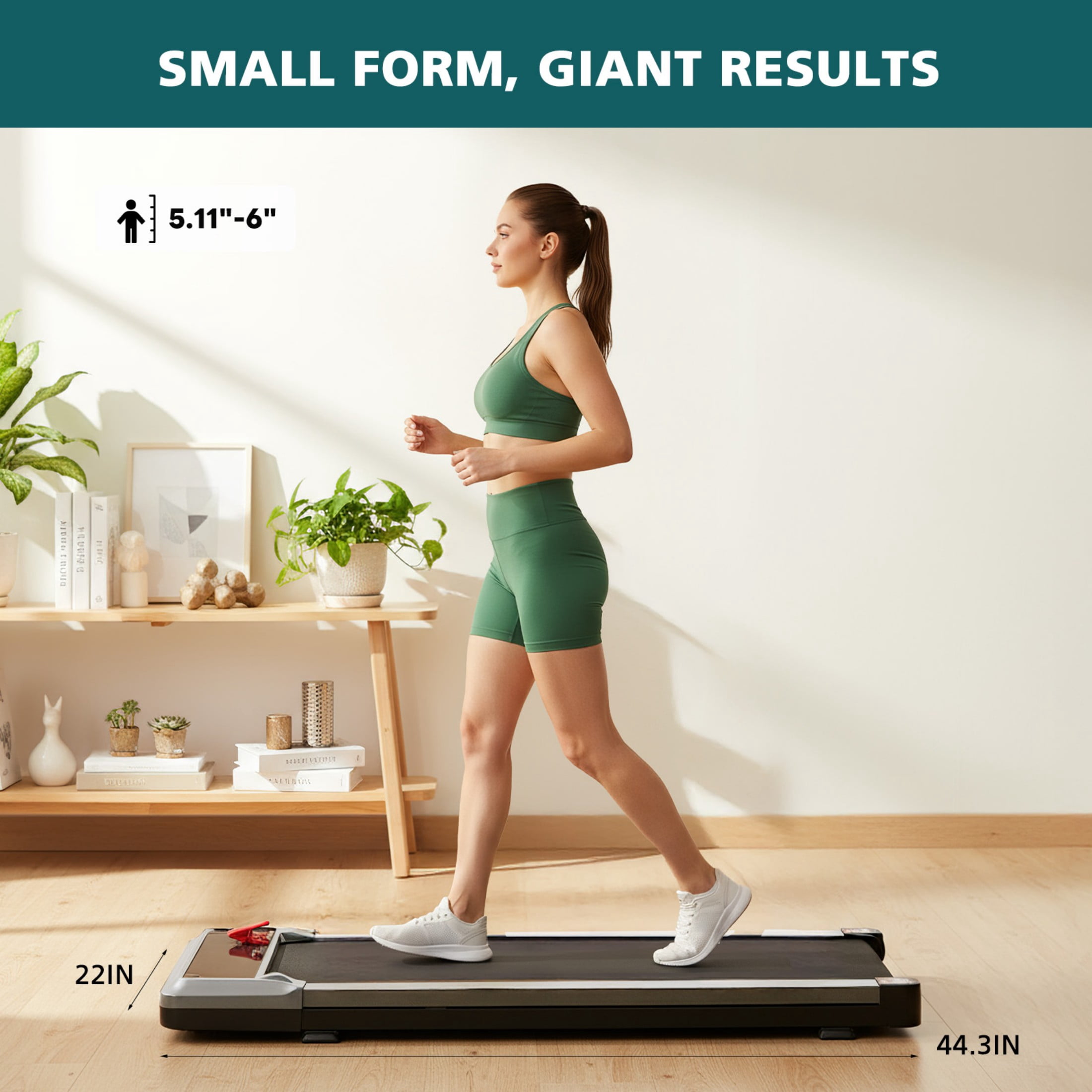 SHOUFTW Compact Walking Treadmill for Small Spaces with Incline, Under Desk Jogging Pad，Foldable Indoor Treadmills for Home, Quiet for Apartment, Versatile Daily Use, Quality & Value Focused