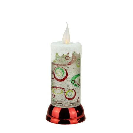 10 5 quot led lighted red rotating swirls christmas snow globe battery christmas lights walmart