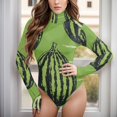 thumbnail image 5 of Watermelons Women's Bodysuit Jumpsuit Mock Turtle Neck Long Sleeve TopsOne Piece Leotards Shirt Yoga Outfits, 5 of 8