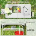 thumbnail image 5 of Outsunny Folding Fish Cleaning Table with Sinks, Outdoor Fillet Table with Faucet, Drainage Hose, Sprayer, Shelf, Drawer and Storage Basket, Gray, 5 of 9