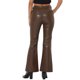 thumbnail image 3 of Pantalón Casual de Cuero Sintético INSPIRE CHIC para Mujer, de Cintura Alta, Campana, Flare, Largo, PU, Color Café, 3 of 6