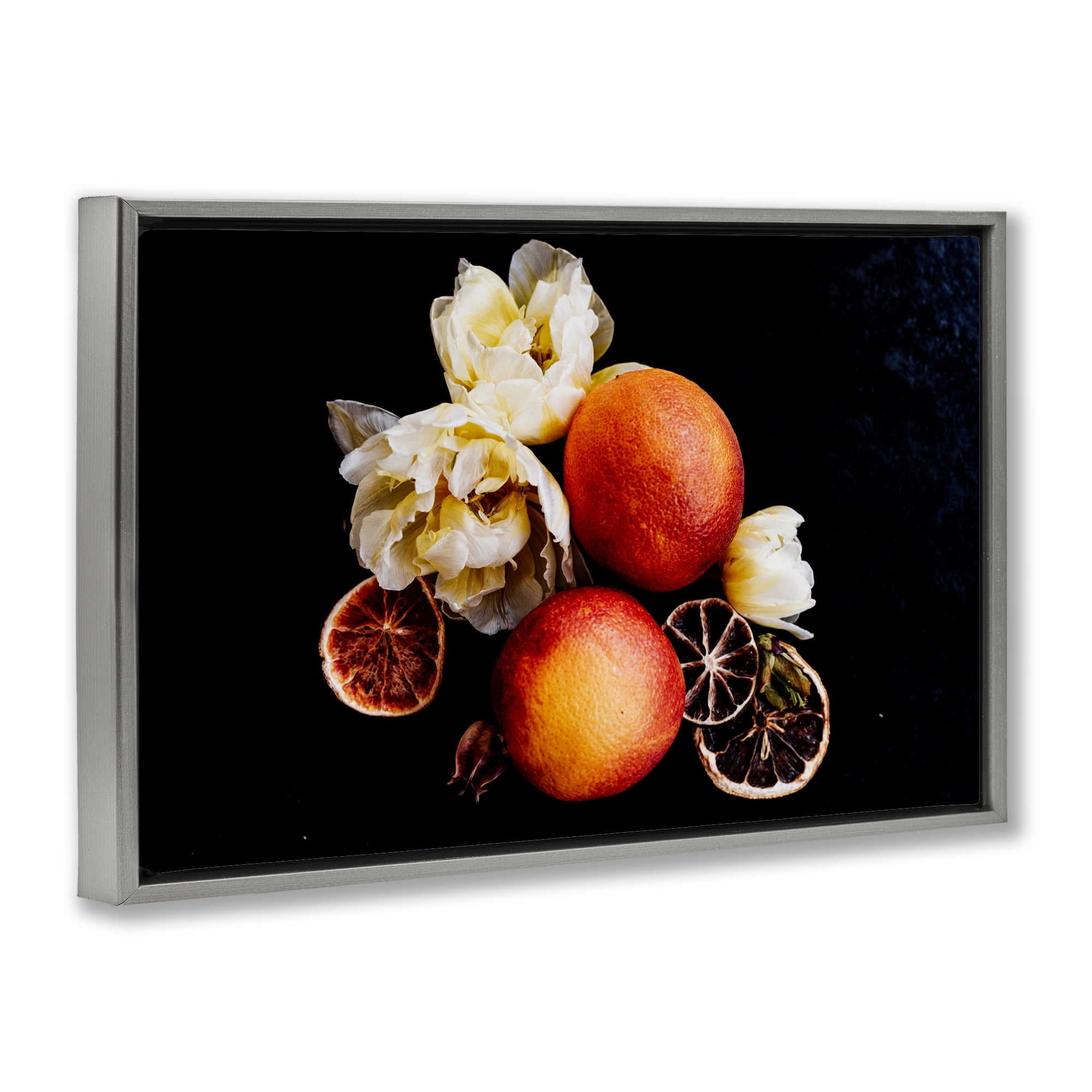 The Still Spring Fruit Gray Framed Floater Canvas Wall Art, design by Amy Carroll