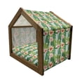 thumbnail image 2 of Floral Pet House, Exotic Hawaiian Style Botanical Pattern for Tropical Heaven and Paradise Holiday, Outdoor & Indoor Portable Dog Kennel with Pillow and Cover, 5 Sizes, Multicolor, by Ambesonne, 2 of 5