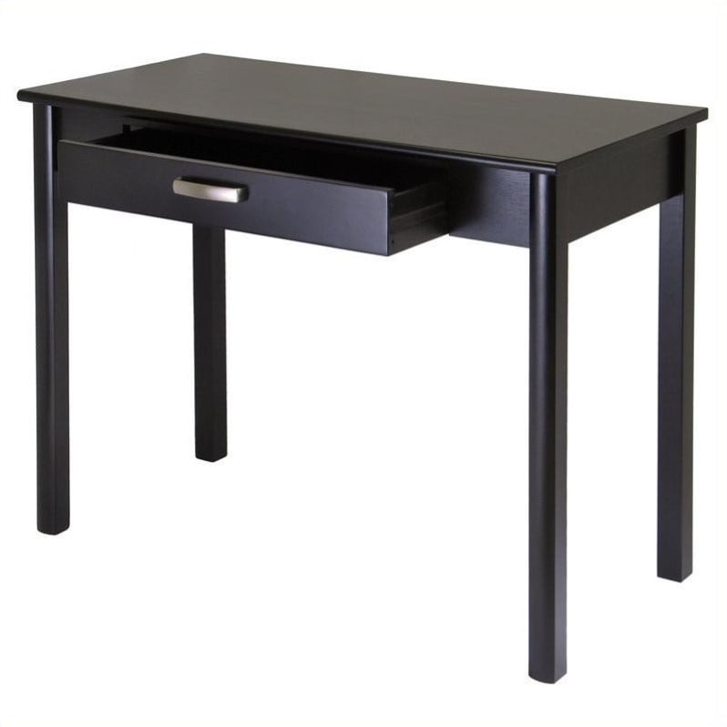 Pemberly Row Wood Writing Desk With Drawer In Dark Espresso