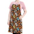 thumbnail image 5 of Brown Skull Marigold Pattern Apron-Garden Aprons for Women with Pockets-Cotton Linen Waterproof Kitchen Cooking Gardening Aprons Adjustable for Kitchen,Cooking,BBQ and Salon 33x27 Inch, 5 of 7