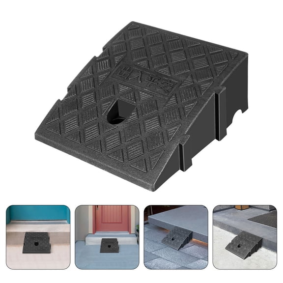 ROMANSENTIAL Lightweight Ramp Ramp Plastic Black for Wheelchair Anti-Slip 2Pcs
