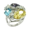 thumbnail image 1 of Rhodium Brass Ring with AAA Grade CZ in Multi Color for Women Multi Color Stone Color Style LOA606 Size 6, 1 of 1