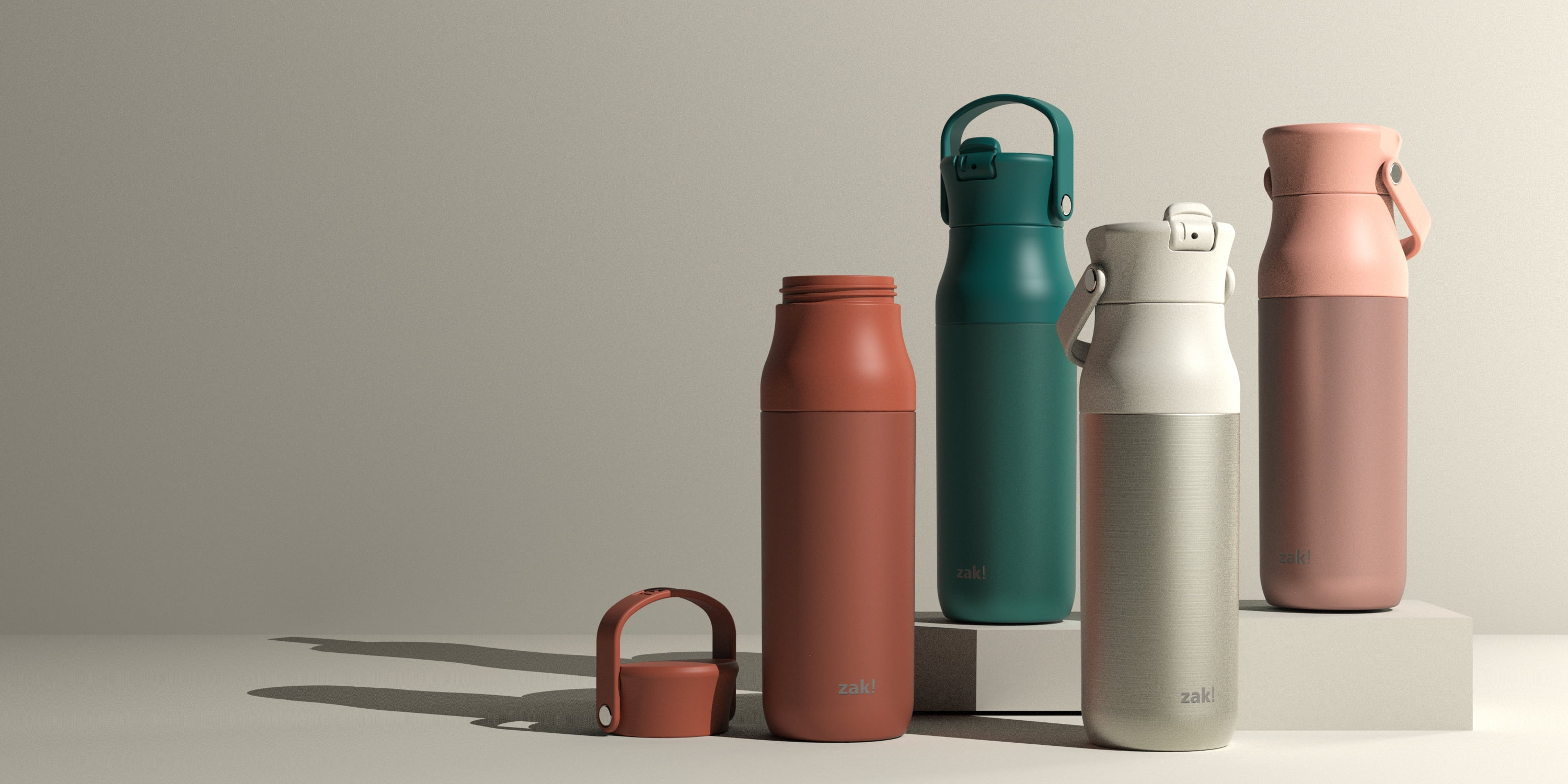 Zak Designs Harmony 32oz Recycled Steel Water Bottle, Leak-Proof