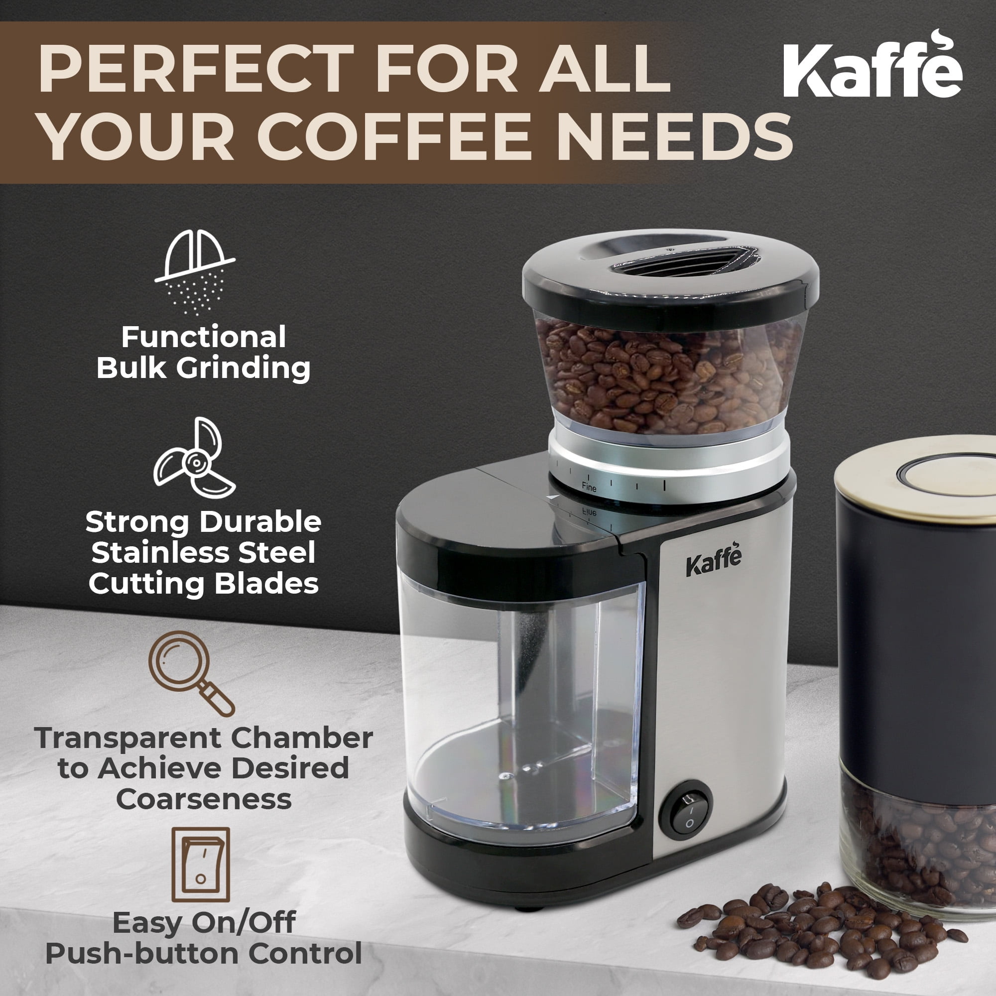  Kaffe Coffee Grinder Electric. Best Coffee Grinders for Home  Use. (14 Cup) Easy On/Off w/Cleaning Brush Included. Black: Home & Kitchen
