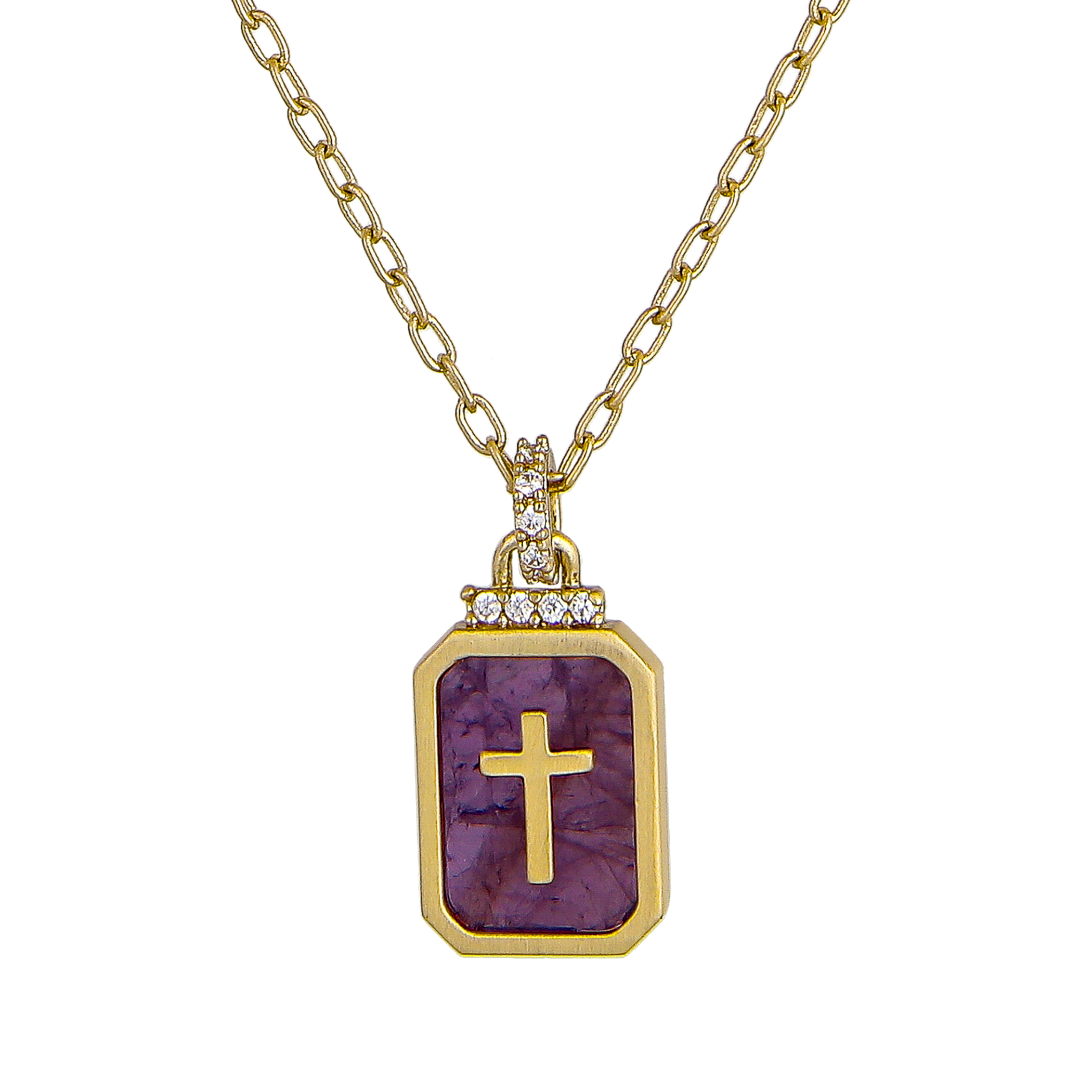 Believe by Brilliance 14KT Gold Flash Plated Double Necklace Set with Genuine Stone Adult
