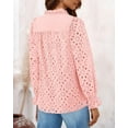 thumbnail image 2 of PRETTYGARDEN Women's Dressy Casual Blouse Tops Fall Puff Long Sleeve Button V Neck Hollow Out Lace Embroidered Shirts, 2 of 6