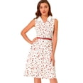 thumbnail image 1 of INSPIRE CHIC Vestido Floral Sin Mangas Con Cuello Y Cinturón Para Mujer Vestido Camisero Retro Con Media Tapeta Blanco M, 1 of 5