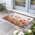 thumbnail image 2 of Pastoral Botanical Doormat Outdoor Entrance 20"x31.5", Watercolor Spring Summer Flowers Absorb Moisture Dirt Door Mats, Non-Slip Rubber Backing Floor Mats Indoor, Low-Profile Front Door Rugs, 2 of 9