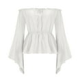 thumbnail image 7 of BLVB Womens Renaissance Blouse off Shoulder Tops Long Bell Sleeve Peplum Shirts Dressy Tops, 7 of 7