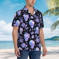 thumbnail image 3 of Fuzoiu flower Skull crystal Print Hawaiian Shirt for Men, Summer Beach Casual Short Sleeve Button Down Shirts, Men’s Beach Summer Shirts with Pocket,Small, 3 of 7
